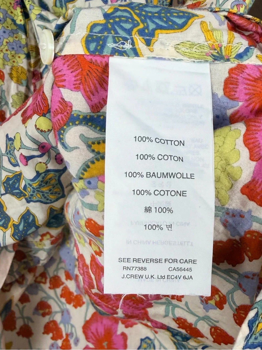 Liberty for J. crew floral button down blouse size 8